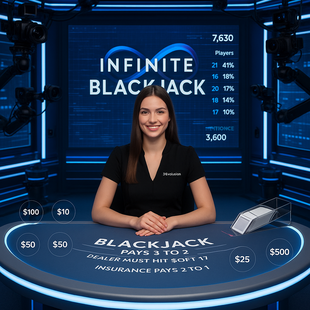 Infinity Casino - Live Blackjack avec croupier en direct - Jeu en ligne