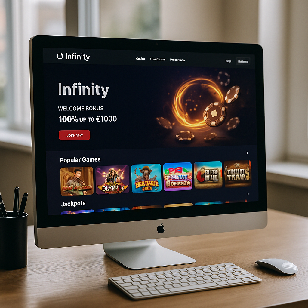 Infinity Casino - Interface de bureau moderne et intuitive